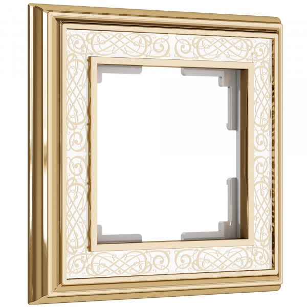 Рамка на 1 пост WL77-Frame-01 Palacio Gracia (золото/белый) - купить в Тюмени